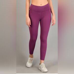 Velocity Womens activewear leggings ankle polyester spandex red wine lightweight